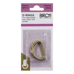 D Rings Gold 25mm x 2 by Birch Haberdashery