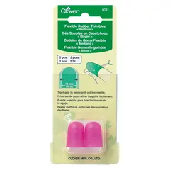 Clover Flexible Rubber Thimbles Medium 2 Pack Pink