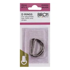 D Rings Silver 25mm x 2 by Birch Haberdashery