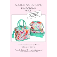 Mini Poppins Bags Pattern AT629 by Aunties Two - Image of Pattern Cover