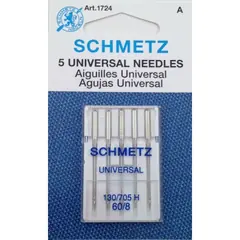 Schmetz 60/8 UNIVERSAL Sewing Machine Needle - Packet of 5 Needles - Needles Sized 60/8 and 70/10 are for Very Fine Fabric Weights like Fine Silk, Chiffon, Organza, Voile and Fine Lace