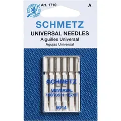 Schmetz 90/14 UNIVERSAL Sewing Machine Needle - packet of 5 needles -  Needles Sized 90/14 are for Quilting Fabrics, Cotton, Velvet, Fine Corduroy, Linen, Muslin, light wool