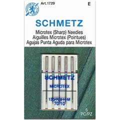 Schmetz 70/10 Microtex Sewing Machine Needle - 5 needle packet - Needles Sized 70/10 are for Very Fine Fabric Weights like Fine Silk, Chiffon, Organza, Voile and Fine Lace.