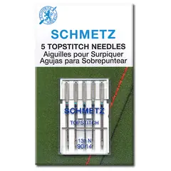 Schmetz 80/12 TOPSTITCH Sewing Machine Needle - 5 Needle Pack -  Needles Sized 80/12 are for Light Weight fabric like cotton voille, silk, synthetics, spandex and lycra