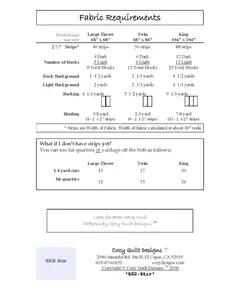 Star Struck Pattern by Cozy Quilt Designs - List of Material Requirements