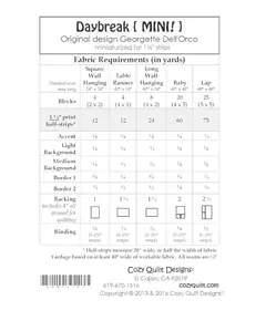 Daybreak Mini Pattern by Cozy Quilt Designs