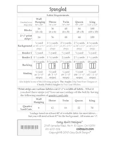 Spangled Pattern by Cozy Quilt Designs - List of Material Requirements