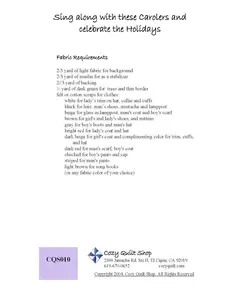 The Carolers Pattern by Cozy Quilt Designs - Material Requirements