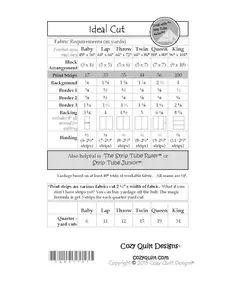 Ideal Cut Pattern by Cozy Quilt Designs Fabric Requirements