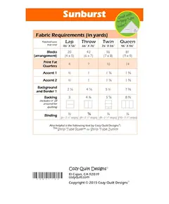 Sunburst Pattern by Cozy Quilt Designs - Material Lists