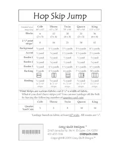 Hop Skip Jump Pattern by Cozy Quilt Designs Fabrics Required