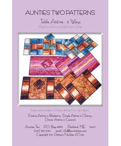Table Attire - 3 Styles Bag Pattern by Aunties Two AT247 - Image of Pattern Cover