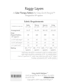 Raggy Layers Pattern by Cozy Quilt Designs - Material Requirements