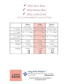 Two Rolls and a Cake Pattern by Cozy Quilt Designs - Material Requirements