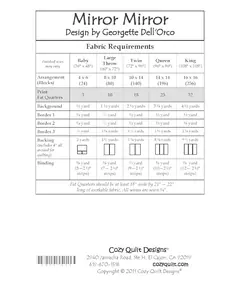 Mirror Mirror Pattern by Cozy Quilt Designs - Material Requirements