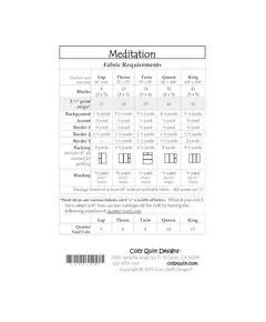 Meditation Pattern by Cozy Quilt Designs - List of required materials