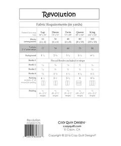 Revolution Pattern by Cozy Quilt Designs - List of Material Requirements