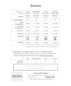 Sonora Pattern by Cozy Quilt Designs - List of Material Requirements