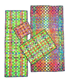 Criss Cross Woven Fabric Mats Pattern AT 269 by Aunties Two - Image of Completed Mats