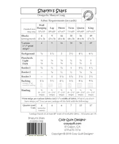 Sharyn's Stars Pattern by Cozy Quilt Designs - List of Material Requirements