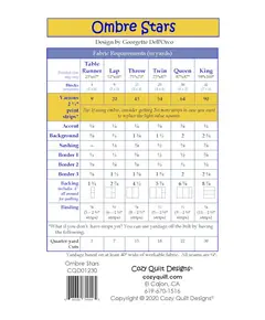 Ombre Stars Pattern by Cozy Quilt Designs - List of Material Requirements