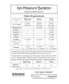No-Measure Bargello by Cozy Quilt Designs - List of Materials Required