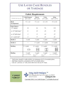 Piece of Cake Pattern by Cozy Quilt Designs - Material Requirements