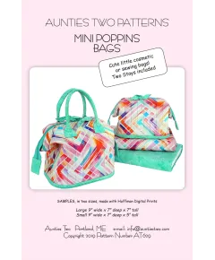 Mini Poppins Bags Pattern AT629 by Aunties Two - Image of Pattern Cover