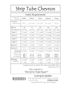 Strip Tube Chevron Pattern by Cozy Quilt Designs - Material Requirements