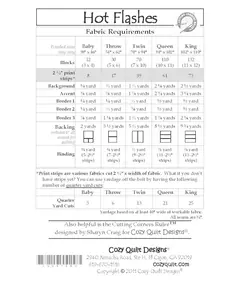 Hot Flashes Pattern by Cozy Quilt Designs Fabrics Required