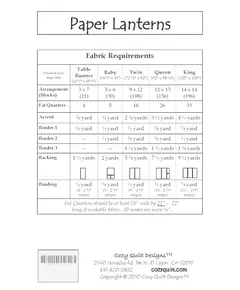Paper Lanterns Pattern by Cozy Quilt Designs - Material Requirements
