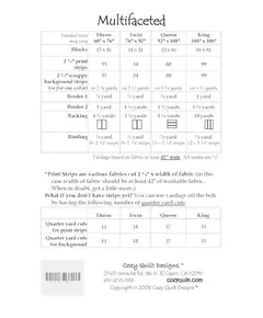 Multifaceted Pattern by Cozy Quilt Designs - List of required materials