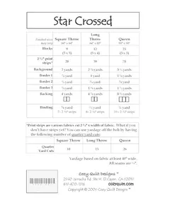 Star Crossed Pattern by Cozy Quilt Designs - List of Material Requirements