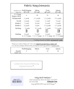 Stars Aligned Pattern by Cozy Quilt Designs - List of Material Requirements