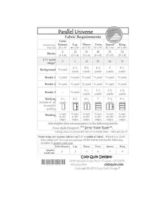 Parallel Universe Pattern by Cozy Quilt Designs - List of Material Requirements
