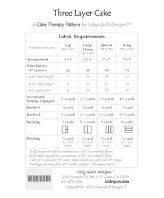Three Layer Cake Pattern by Cozy Quilt Designs - Material Requirements