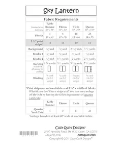 Lucky Charms Pattern by Cozy Quilt Designs - List of Material Requirements