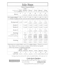 Side Steps Pattern by Cozy Quilt Designs - List of Material Requirements