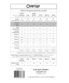 Overlay Pattern by Cozy Quilt Designs - List of Material Requirements