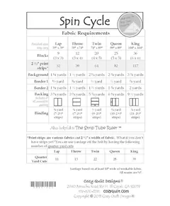 Spin Cycle Pattern by Cozy Quilt Designs - List of Material Requirements