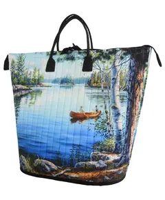Happy Hauler Bag Pattern AT640 by Aunties Two - Completed Bag Featuring a Lake