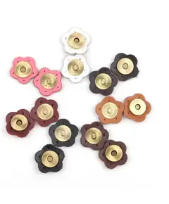 Genuine Leather Flower Magnetic Clasps x 1 Set - Multiple Colours