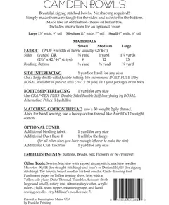 Camden Bowls Pattern by Aunties Two - See Videos - Requirements- project requirements