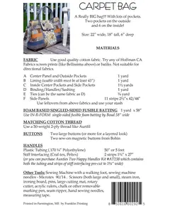 Carpet Bag Pattern AT292 by Aunties Two - Requirements