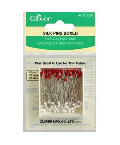 Clover Silk Pins Glass Head x 100 boxed #2501 - In Packet