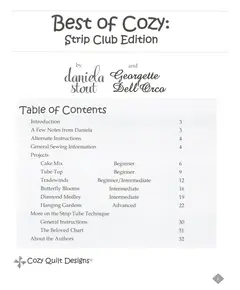 Best of Cozy Strip Club Edition Book by Cozy Quilts Designs - Tabe of Contents
