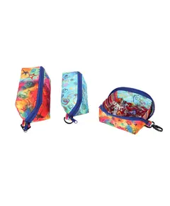 By Annie Drop Zone Zippered Tray Trio Pattern - Completed trays one with zipper open