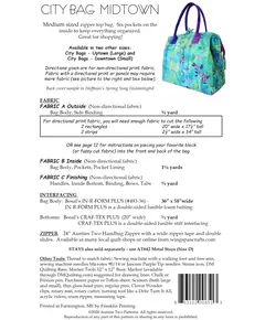 City Bag Midtown Pattern by Aunties Two AT651 - Project Requirements