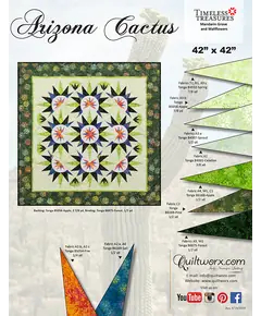 Arizona Cactus Quilt Pattern by Judy Niemeyer - Fabric Requirements in the original Colourway