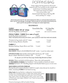 Poppins Bag Pattern by Aunties Two AT617 - Materials List